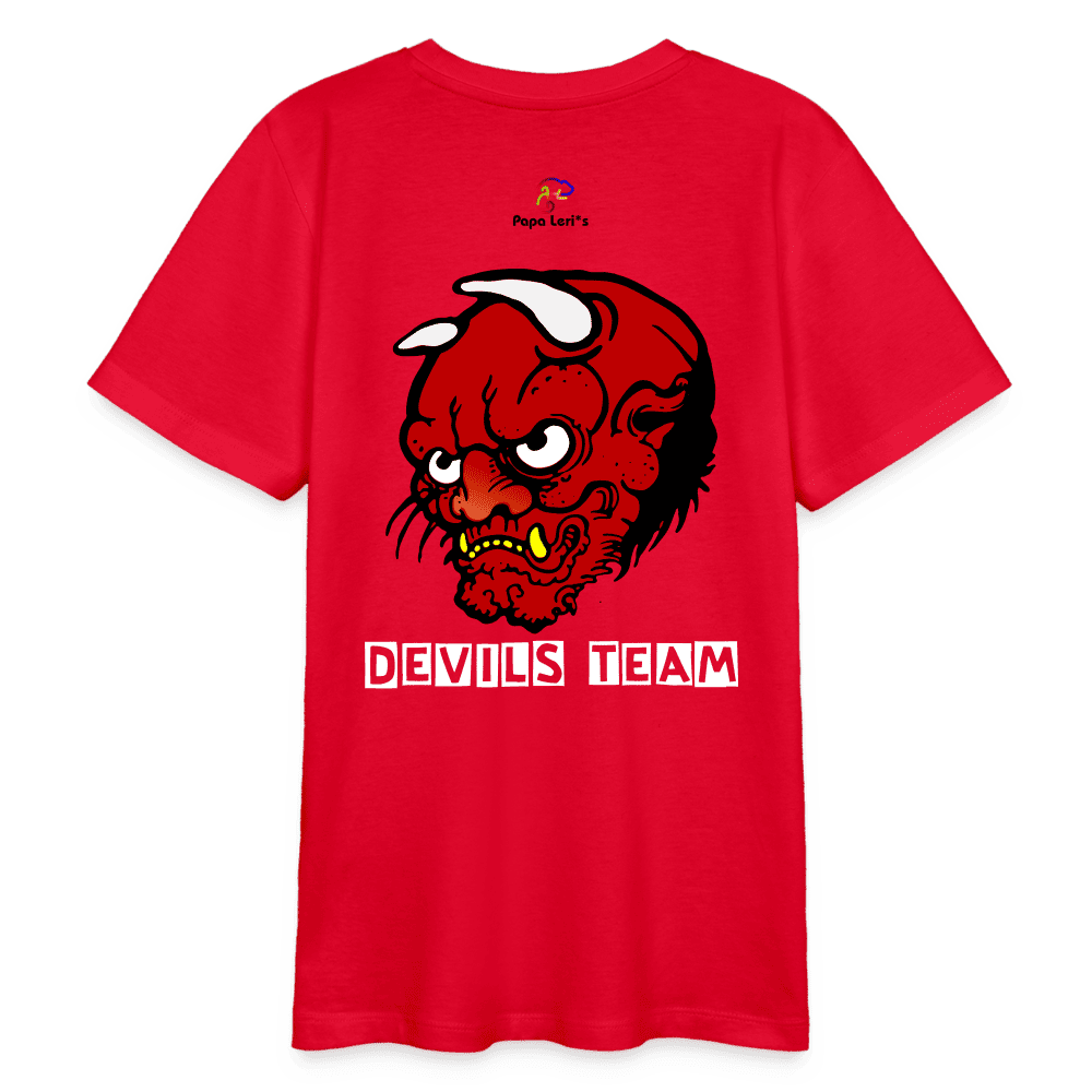 Bio-Teenager-T-Shirt Devil's Team in Rot mit auffälligem Print