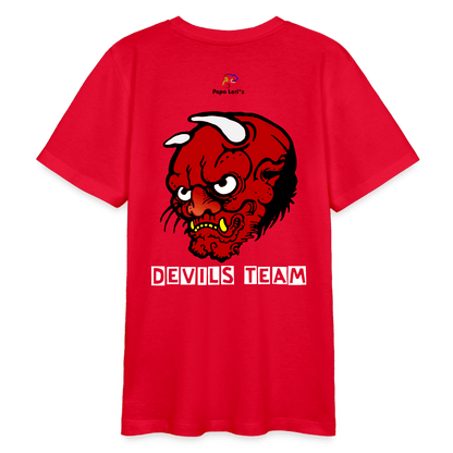 Bio-Teenager-T-Shirt Devil's Team in Rot mit auffälligem Print