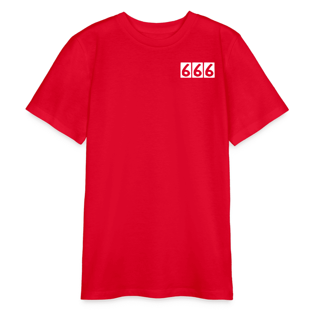 Bio-Teenager-T-Shirt Devil's Team in Rot mit kraftvollem Design