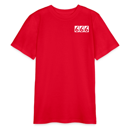 Bio-Teenager-T-Shirt Devil's Team in Rot mit kraftvollem Design