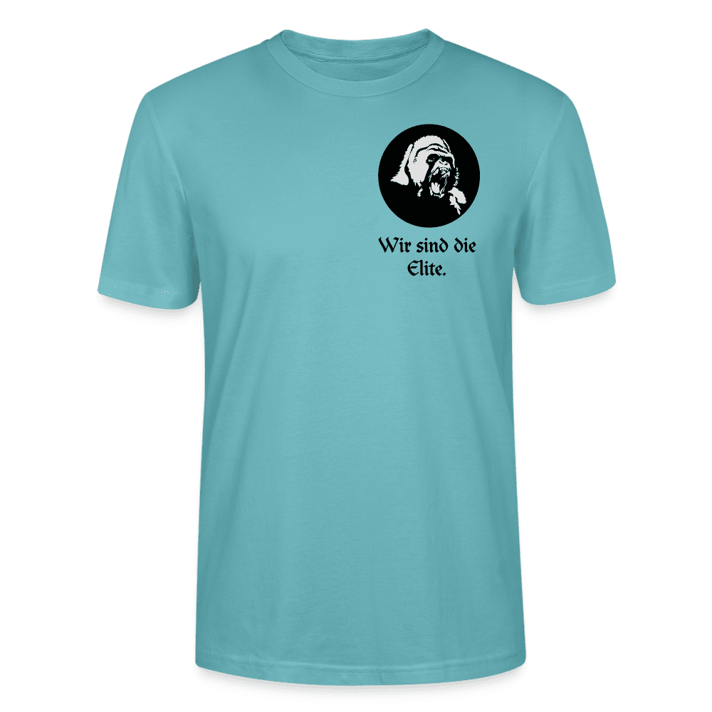 Herren Bio-T-Shirt mit Elite Crew Member Schriftzug in Türkis, modern