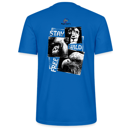 Herren Bio-T-Shirt Stay Wild & Free in Blau, für Freizeit und Abenteuer