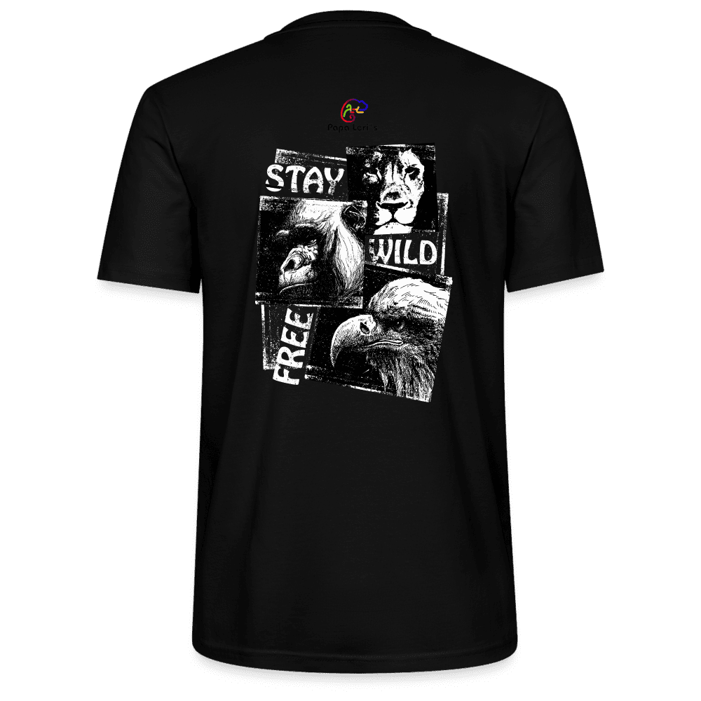 Herren T-Shirt Stay Wild & Free in Schwarz, aus nachhaltiger Bio-Baumwolle