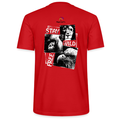 Lässiges Herren T-Shirt Stay Wild & Free in Rot, ideal für Outdoor-Looks