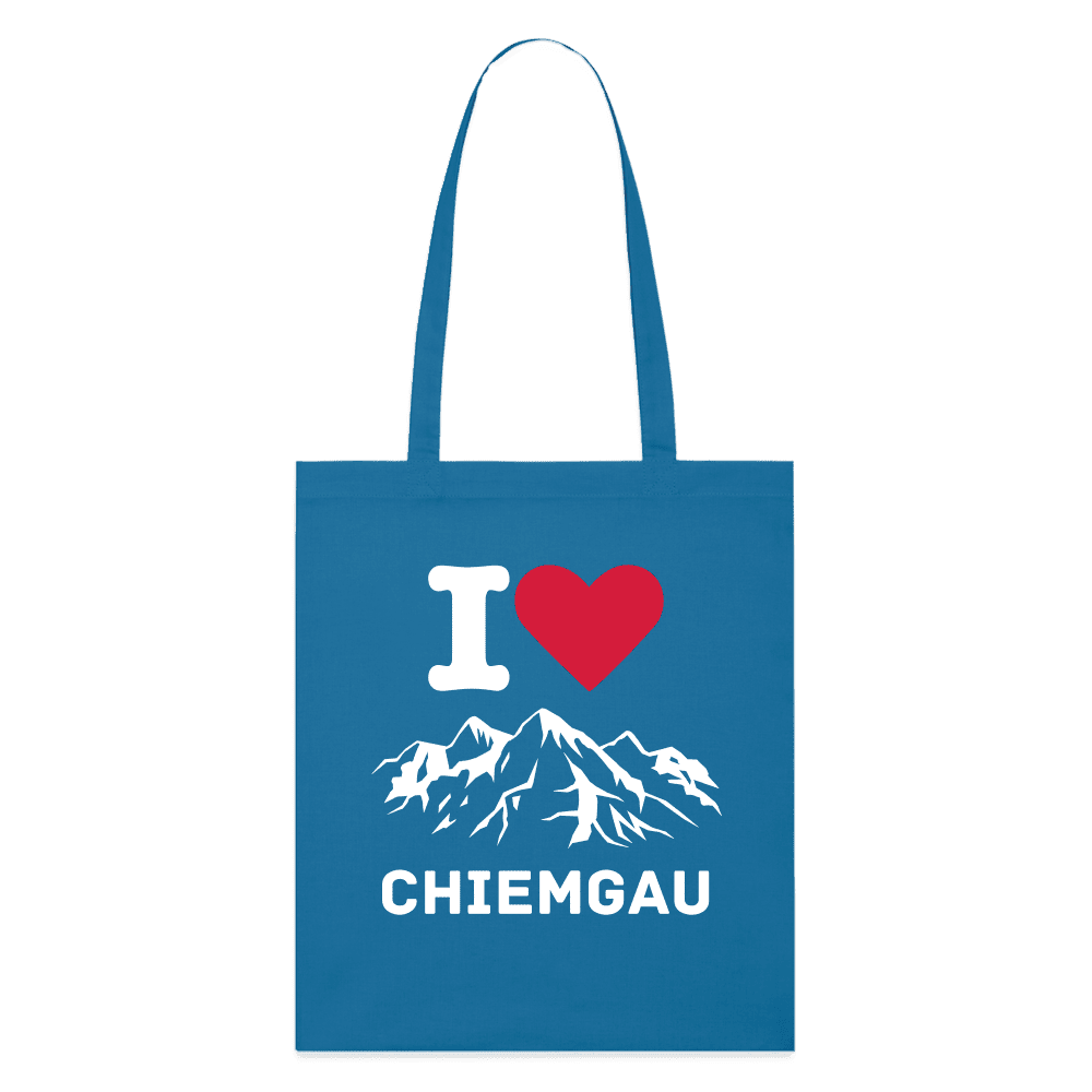 Leichter Bio-Stoffbeutel mit stilvollem I Love Chiemgau Design in Blau