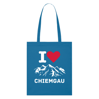 Leichter Bio-Stoffbeutel mit stilvollem I Love Chiemgau Design in Blau