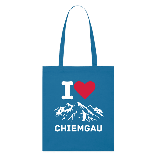 Leichter Bio-Stoffbeutel mit stilvollem I Love Chiemgau Design in Blau