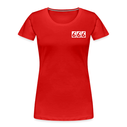 Premium Damen Bio-T-Shirt Devil's Team Edition in Rot, stilvoll und bequem