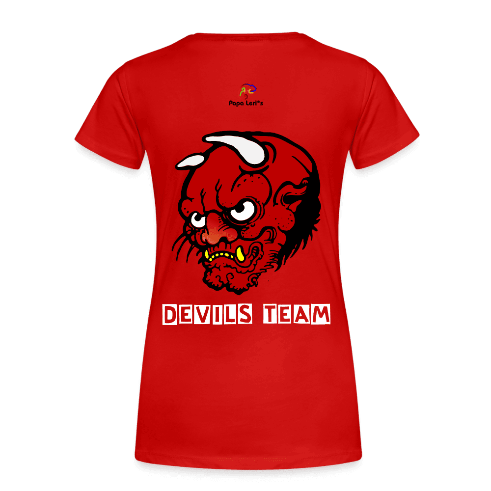 Stilvolles Damen Premium T-Shirt Devil's Team Edition in Rot, nachhaltig produziert