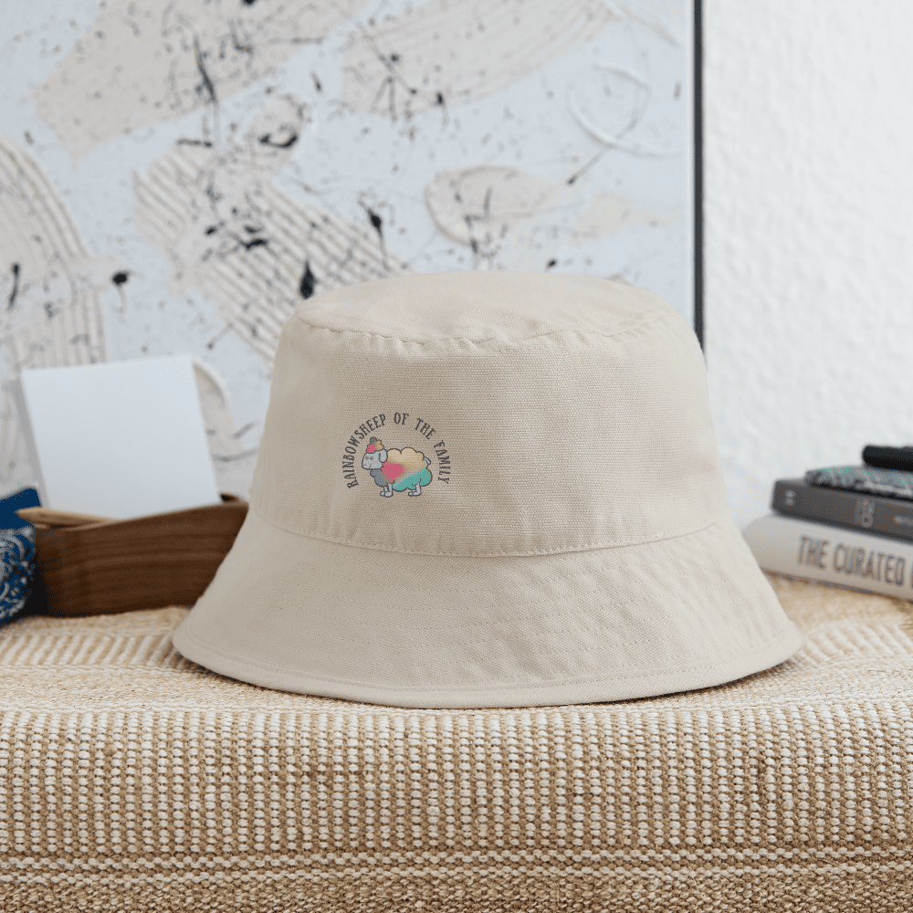 Umweltfreundlicher Bucket Hat mit kreativem Regenbogenschaf-Aufdruck