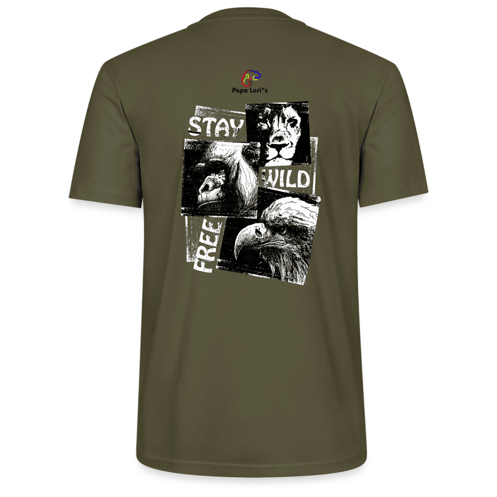 Umweltfreundliches Herren T-Shirt Stay Wild & Free in Khaki