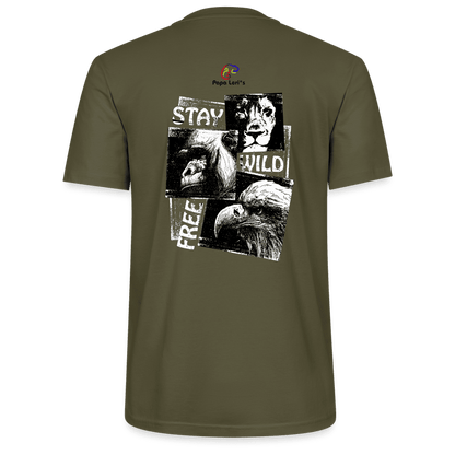 Umweltfreundliches Herren T-Shirt Stay Wild & Free in Khaki