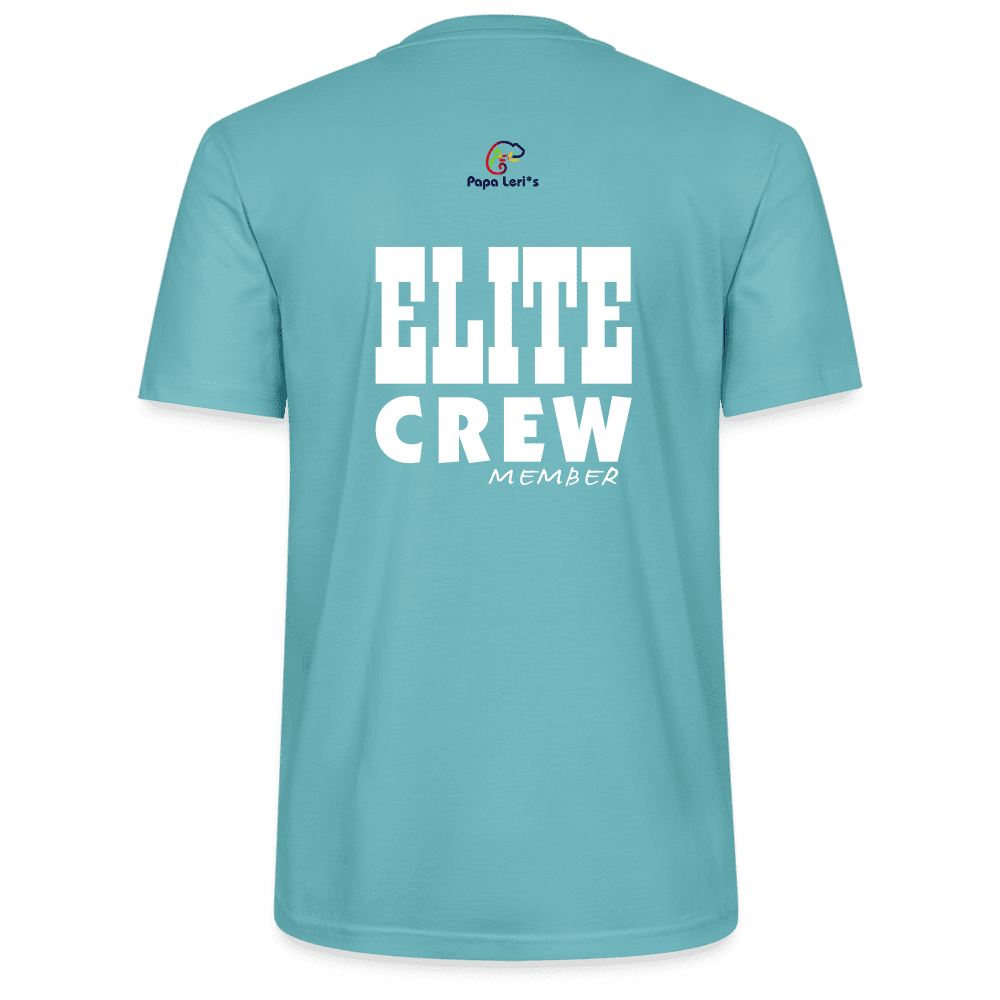 Zeitloses Herren Bio-T-Shirt Elite Crew Member in Türkis, hochwertig verarbeitet